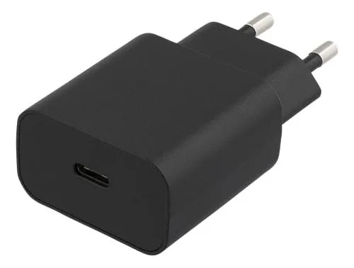 USB-C-sein&auml;laturi, 230V - 5V USB, 3A, 1xUSB Type C naaras, musta