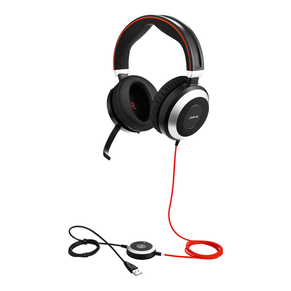 Jabra Evolve 80 UC USB-A -kuulokkeet mikrofonilla, musta