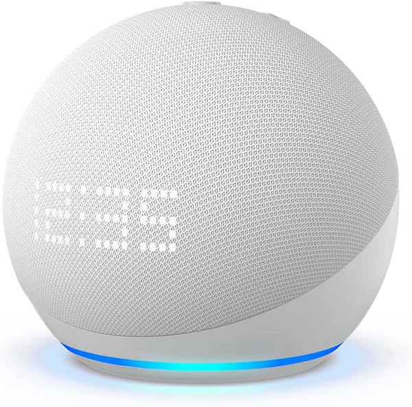 Amazon Echo Dot (5th Gen) with clock - smart h&ouml;gtalare, Vit