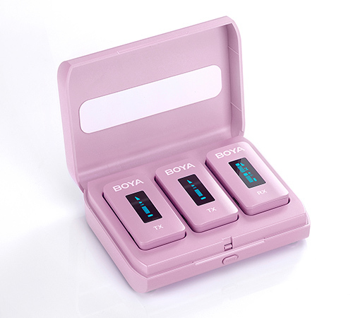 BOYA 2.4GHz Dual-channel Wireless Microphone 1+2 -pink color