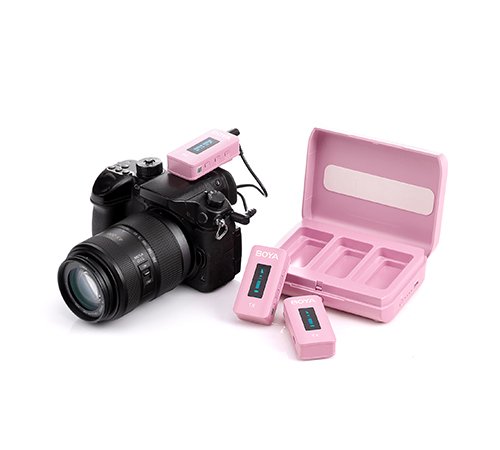 BOYA 2.4GHz Dual-channel Wireless Microphone 1+2 -pink color