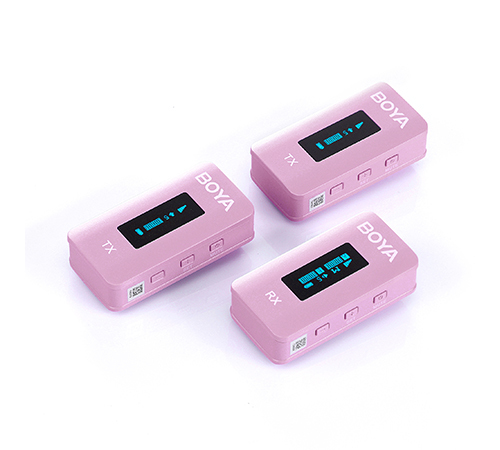 BOYA 2.4GHz Dual-channel Wireless Microphone 1+2 -pink color