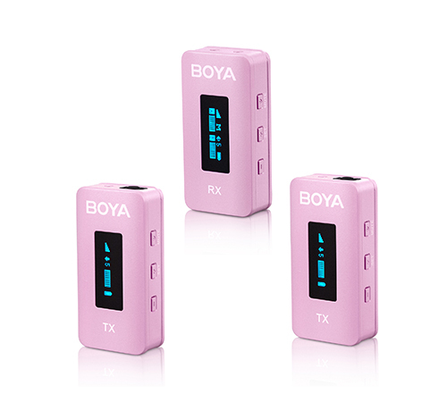 BOYA 2.4GHz Dual-channel Wireless Microphone 1+2 -pink color