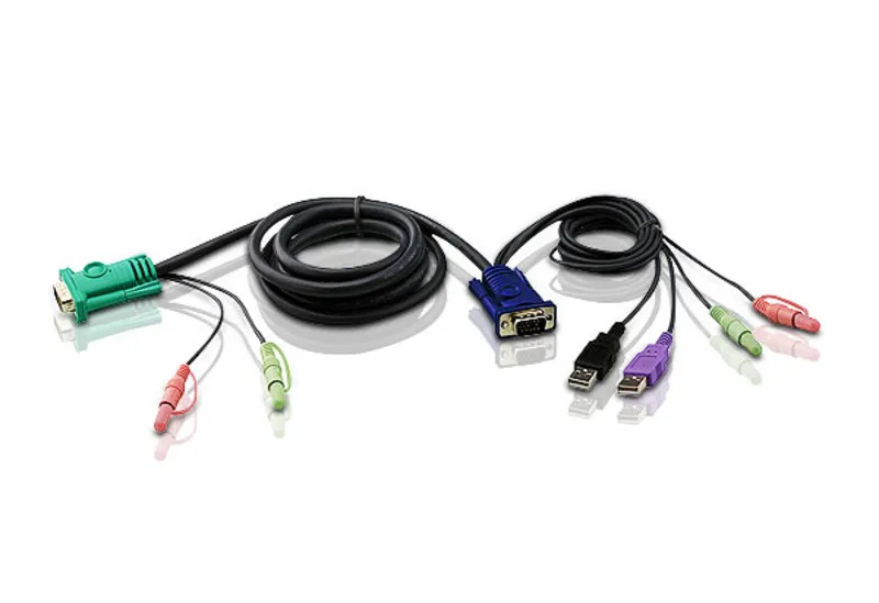 ATEN KVM-kablage SPHD15 ha/2x3,5mm ha-2xUSB A ha/2x3,5mm ha/HD15ha, 3m