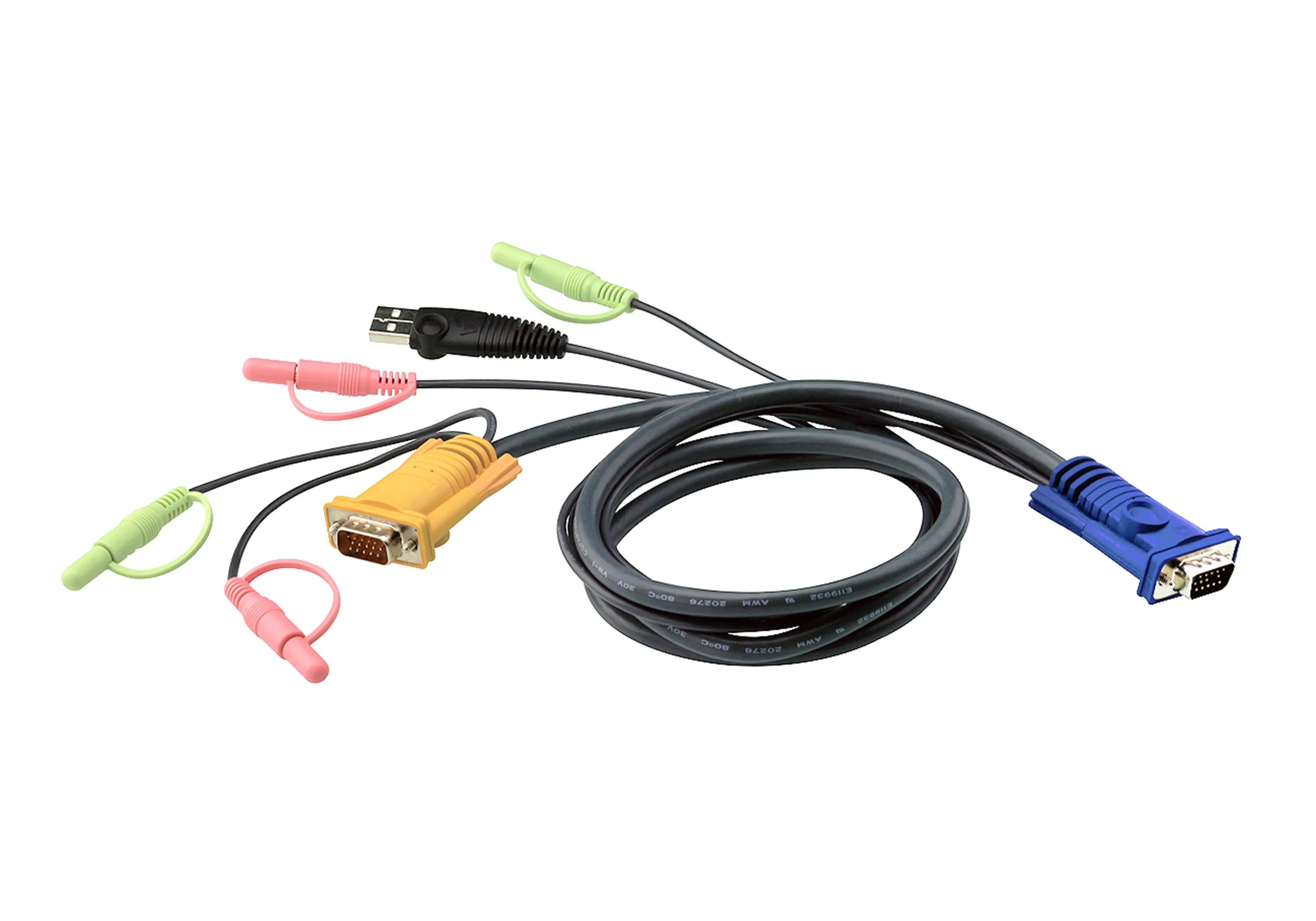 ATEN KVM-kablage SPHD15ha/2x3,5mm ha -1xUSB A ha/2x3,5mm ha/HD15ha, 2m