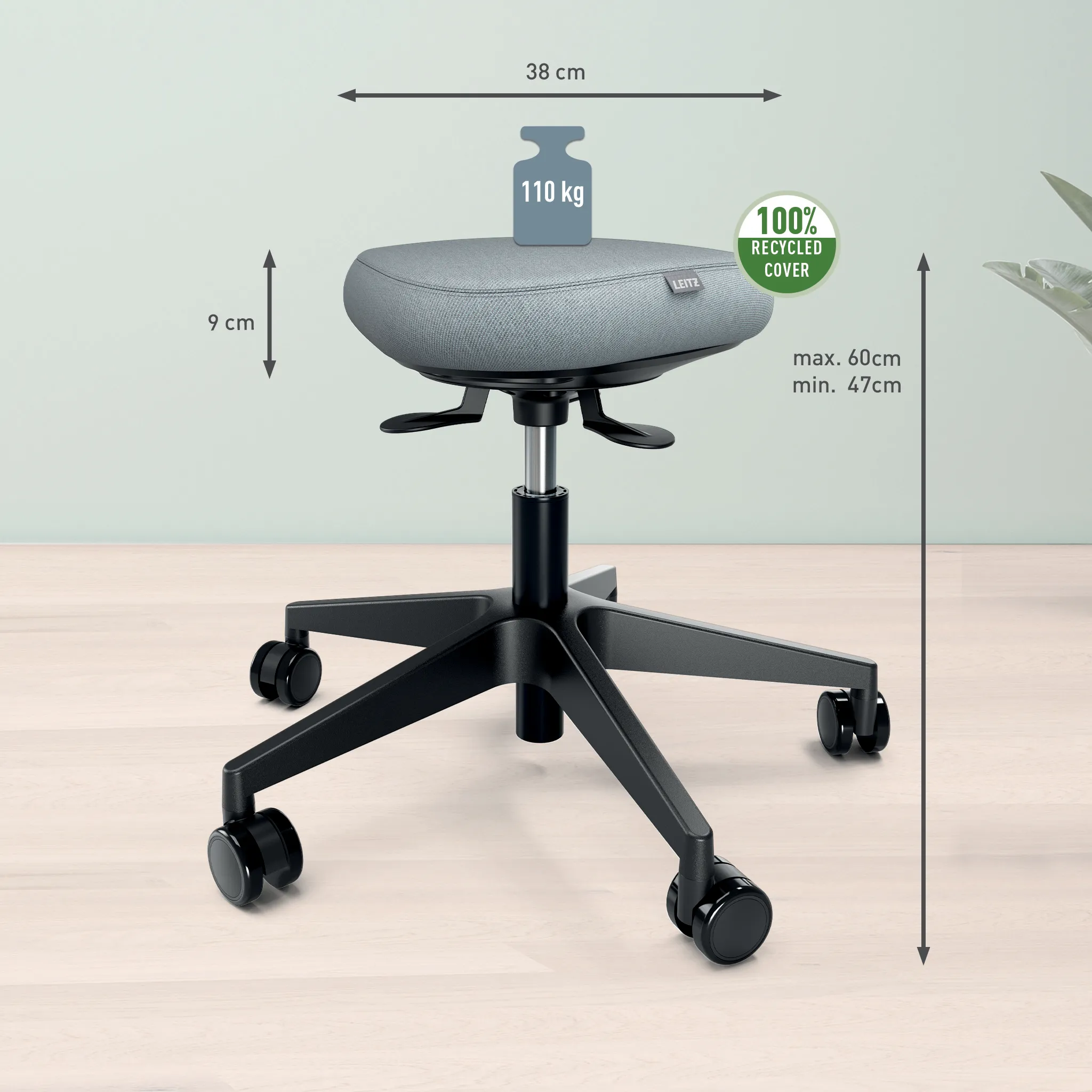 Leitz Ergo Active Balans - sitting stool, Svart