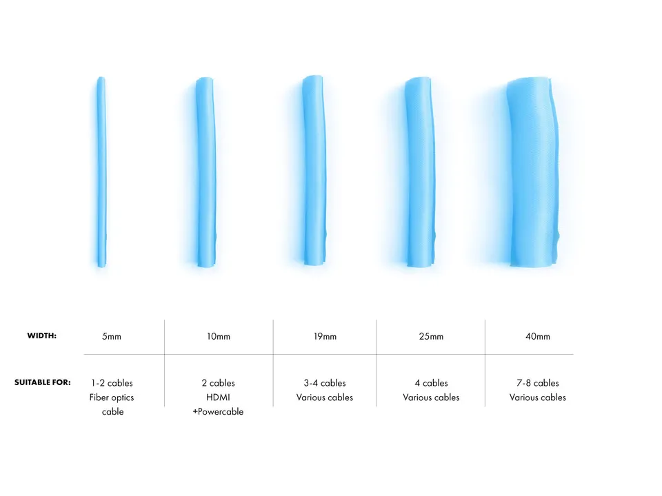 M Universal Cable Sock Self Wrapping 19mm Blue 25m