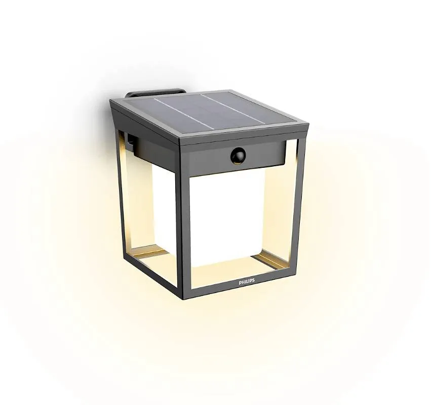 Philips Blaise UltraEfficient Solar Outdoor Wall Light with Motion Sensor, 1.5 W, 250 lm, IP44, Anthracite