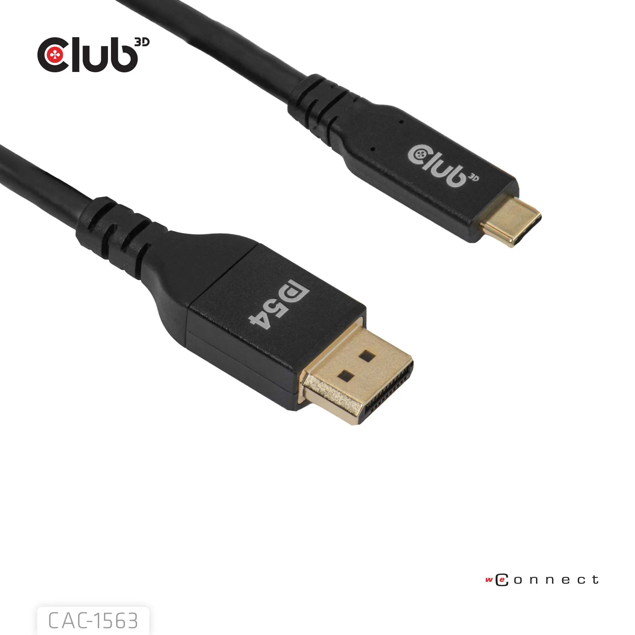 Club 3D CAC-1563 USB-C &ndash; DisplayPort 2.1 -kaapeli, 2 m, musta