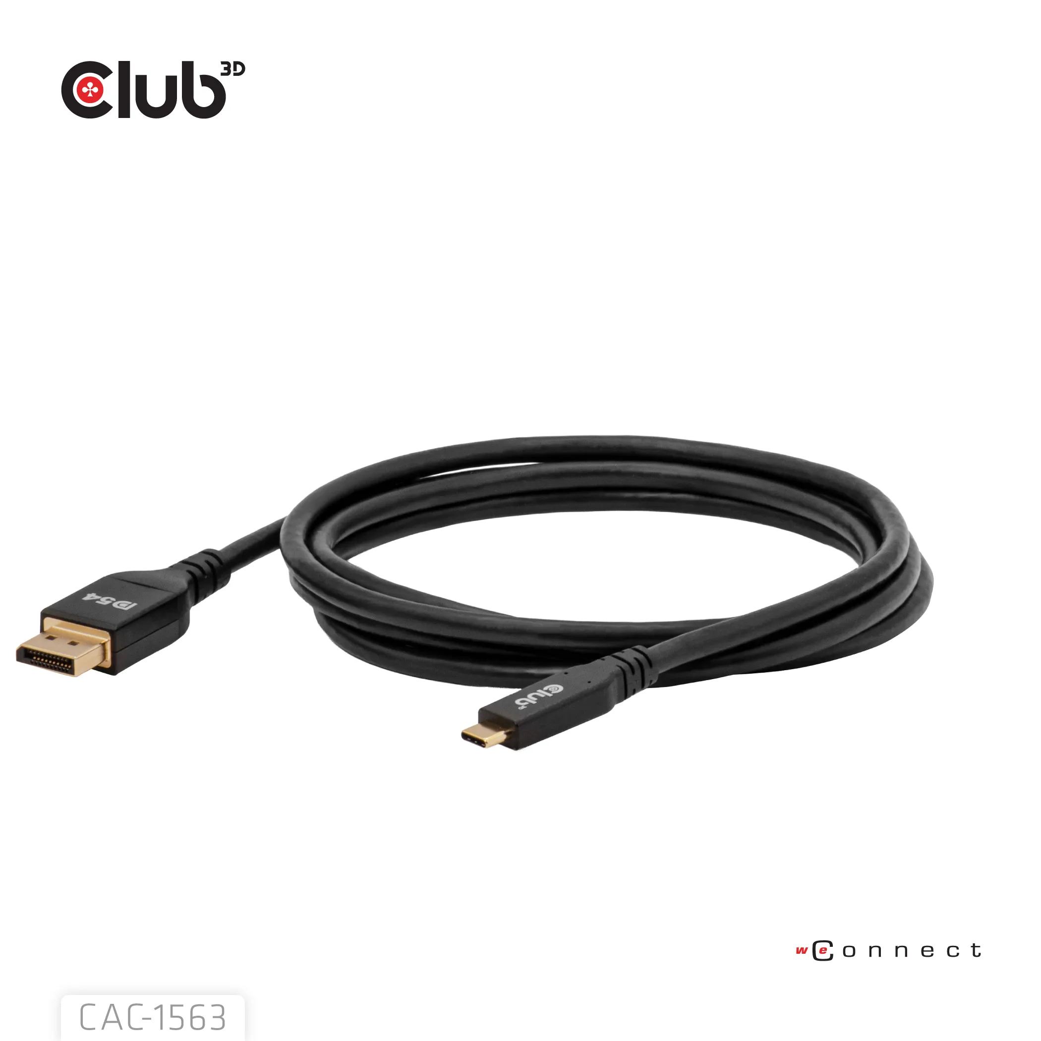 Club 3D CAC-1563 USB-C &ndash; DisplayPort 2.1 -kaapeli, 2 m, musta