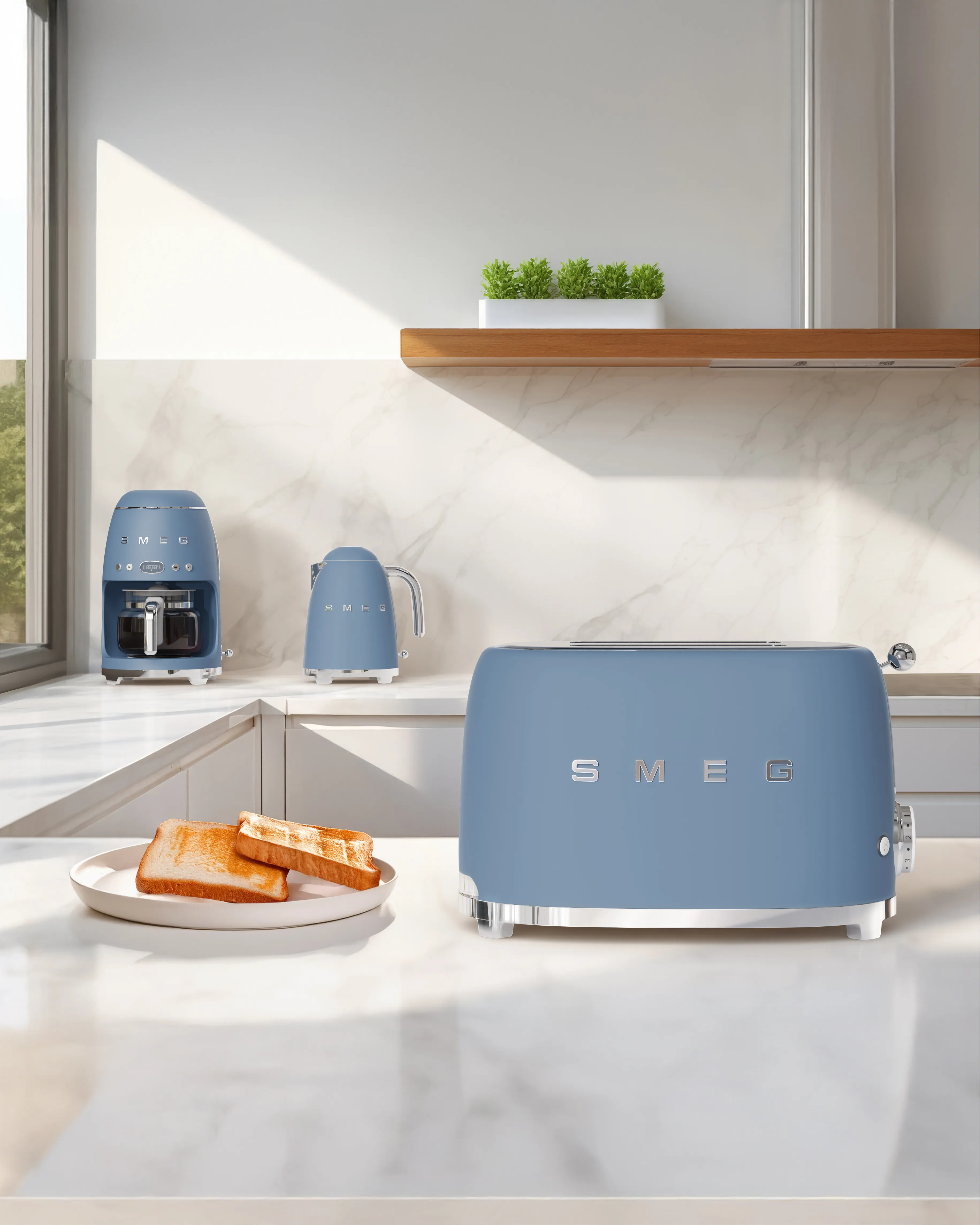 Smeg 50's Style DCF02SBMEU - kaffebryggare, Bl&aring;