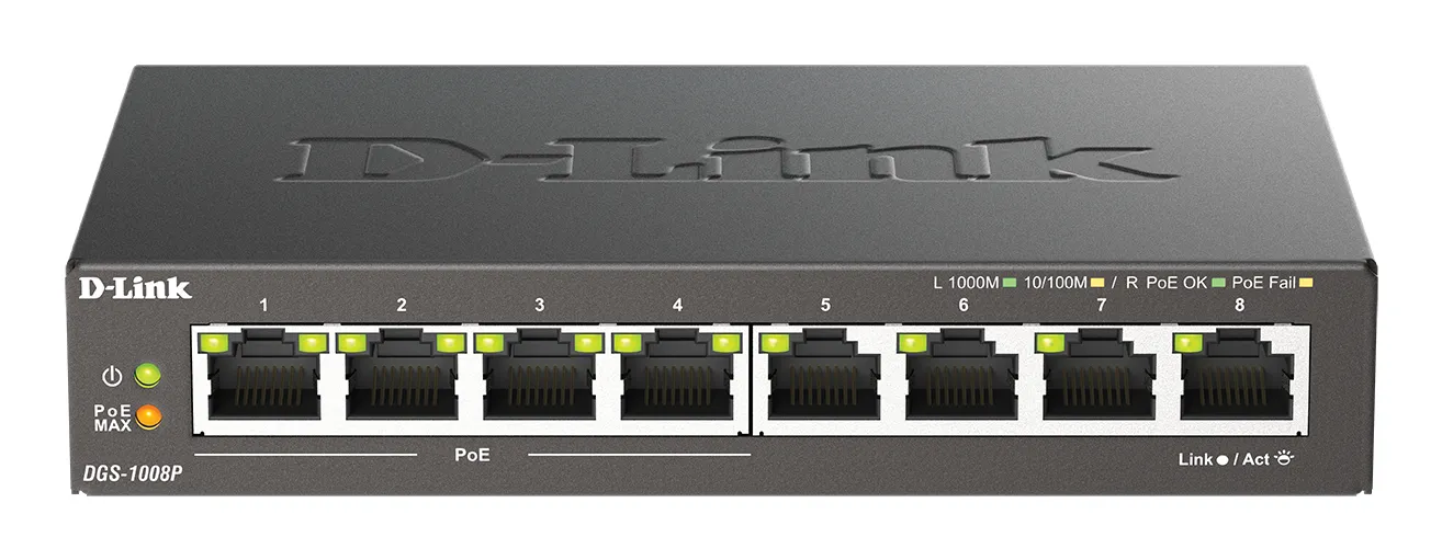 D-LINK 8-Port Gigabit PoE Unmanaged Desktop Switch