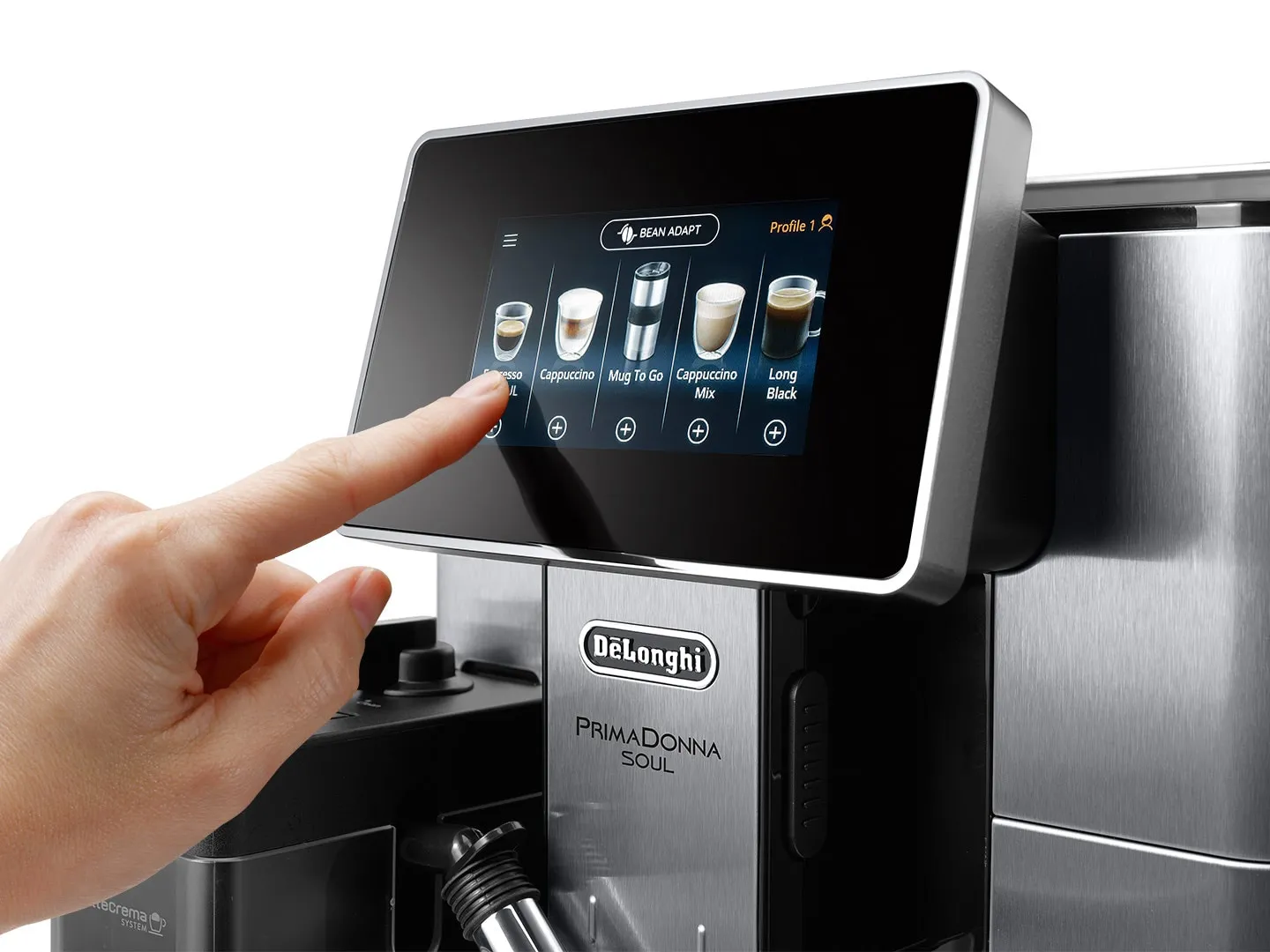Delonghi PrimaDonna Soul ECAM - espressomaskin, Svart, Rostfritt st&aring;l
