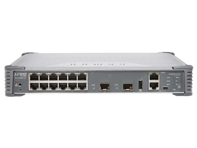 EX2300 Compact Fanless 12-port 10/100/1000BaseT PoE+, 2 x 1/10G SFP/SFP+ (optics sold separately)