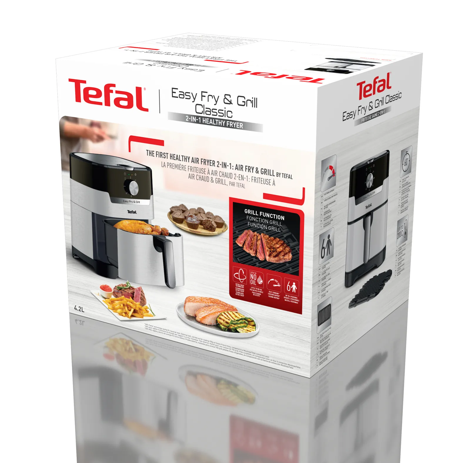 Tefal hot air fryer Easy Fry & Grill Classic (stainless steel/black, 1,550 watts, basket 4.2 liters)
