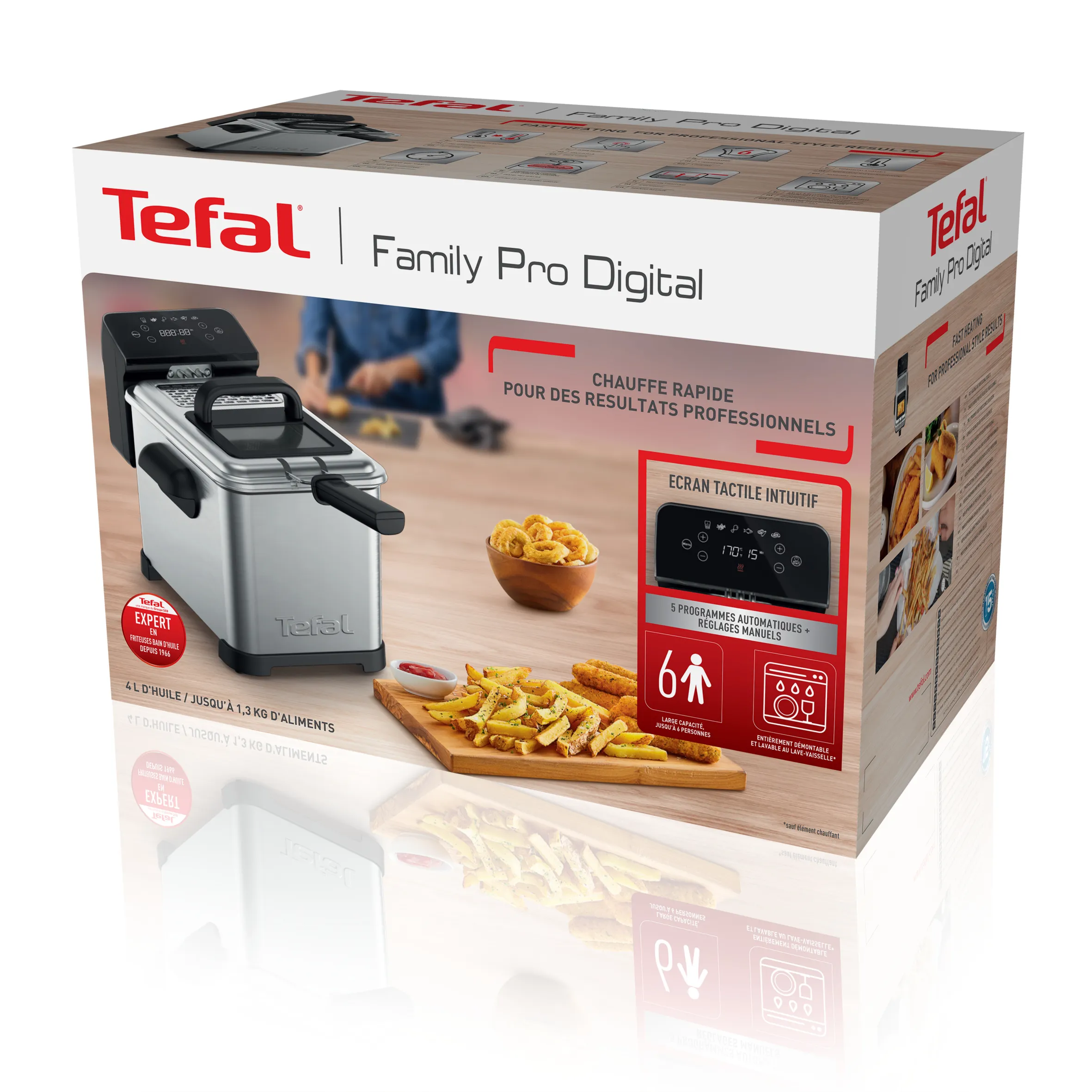Tefal FR507D Family Pro Digital 4 L, deep fryer (stainless steel/black)