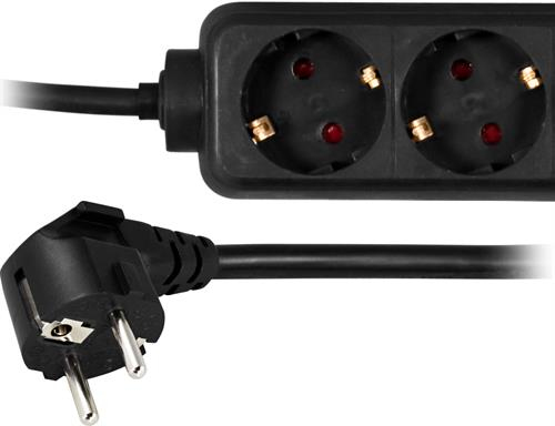 Deltaco GT-130 6 outlets Power Strip, 3m, Black