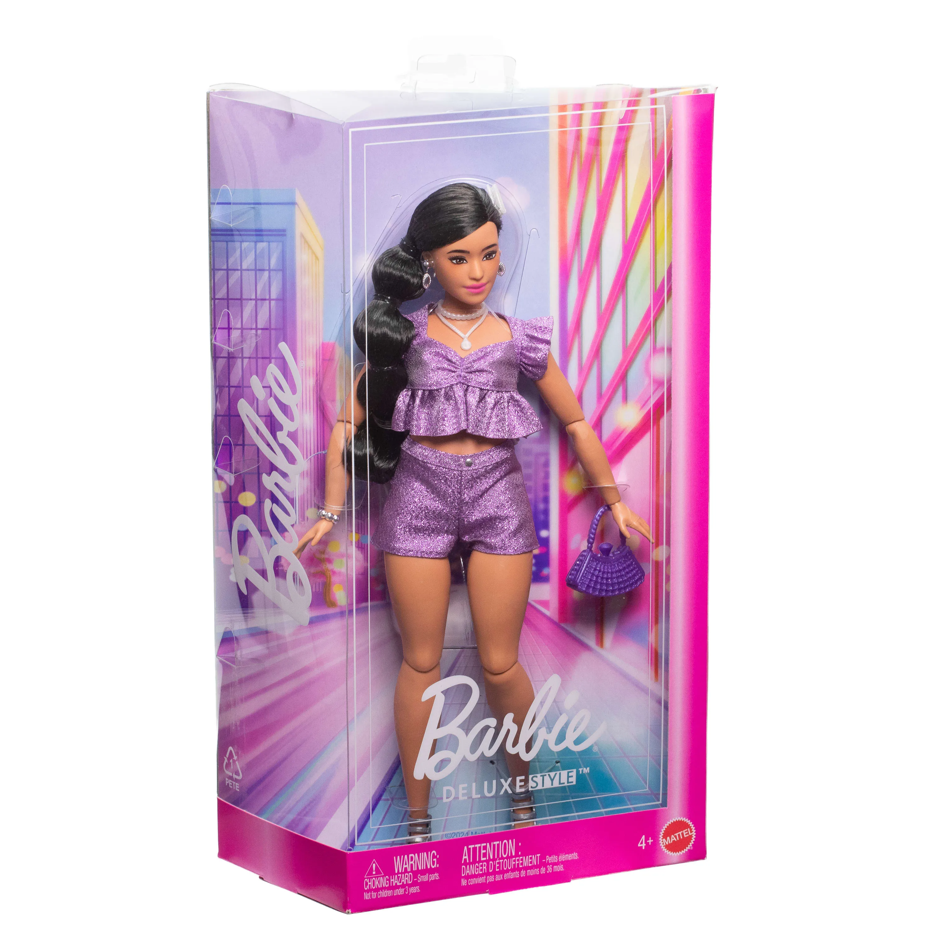 Barbie Barbie Deluxe Style in purple metallic outfit, doll
