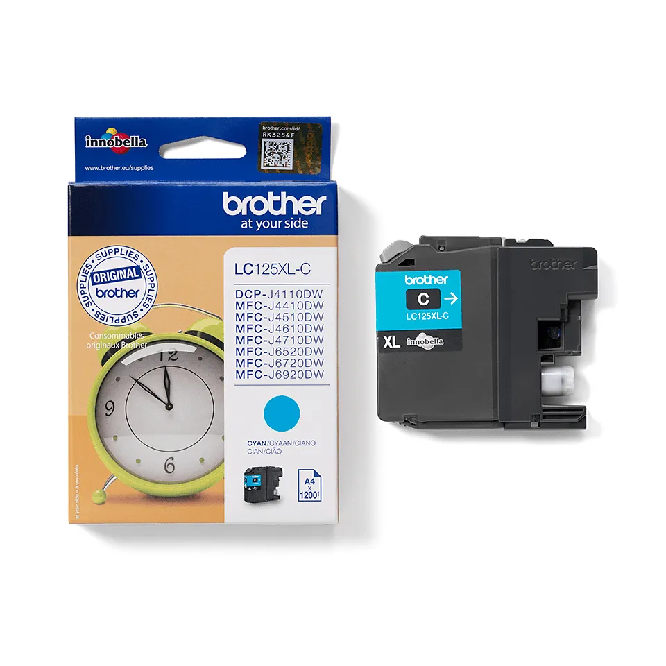 Brother LC125XLC XL ink cartridge, 10 ml, Cyan