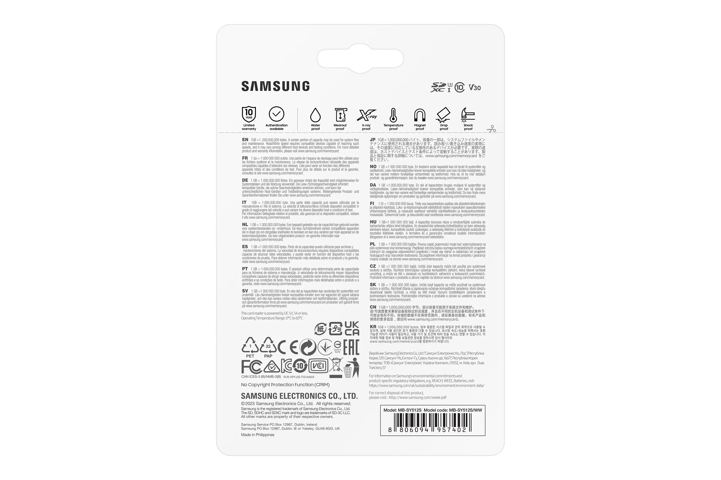 Samsung PRO Ultimate 512 Gt SDXC UHS-I U3 V30 A2 -muistikortti, valkoinen