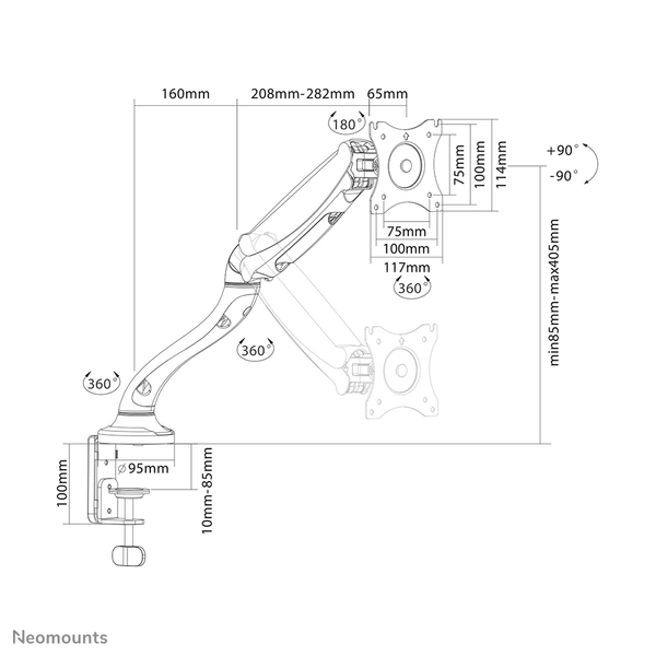 Neomounts by Newstar NM-D500 - skrivbordsf&auml;ste, svart, 10&quot;-30&quot;, 6kg