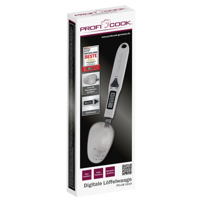 ProfiCook PC-LW 1214 Digital Spoon Scale, Stainless Steel, 300 g / 0.1 g