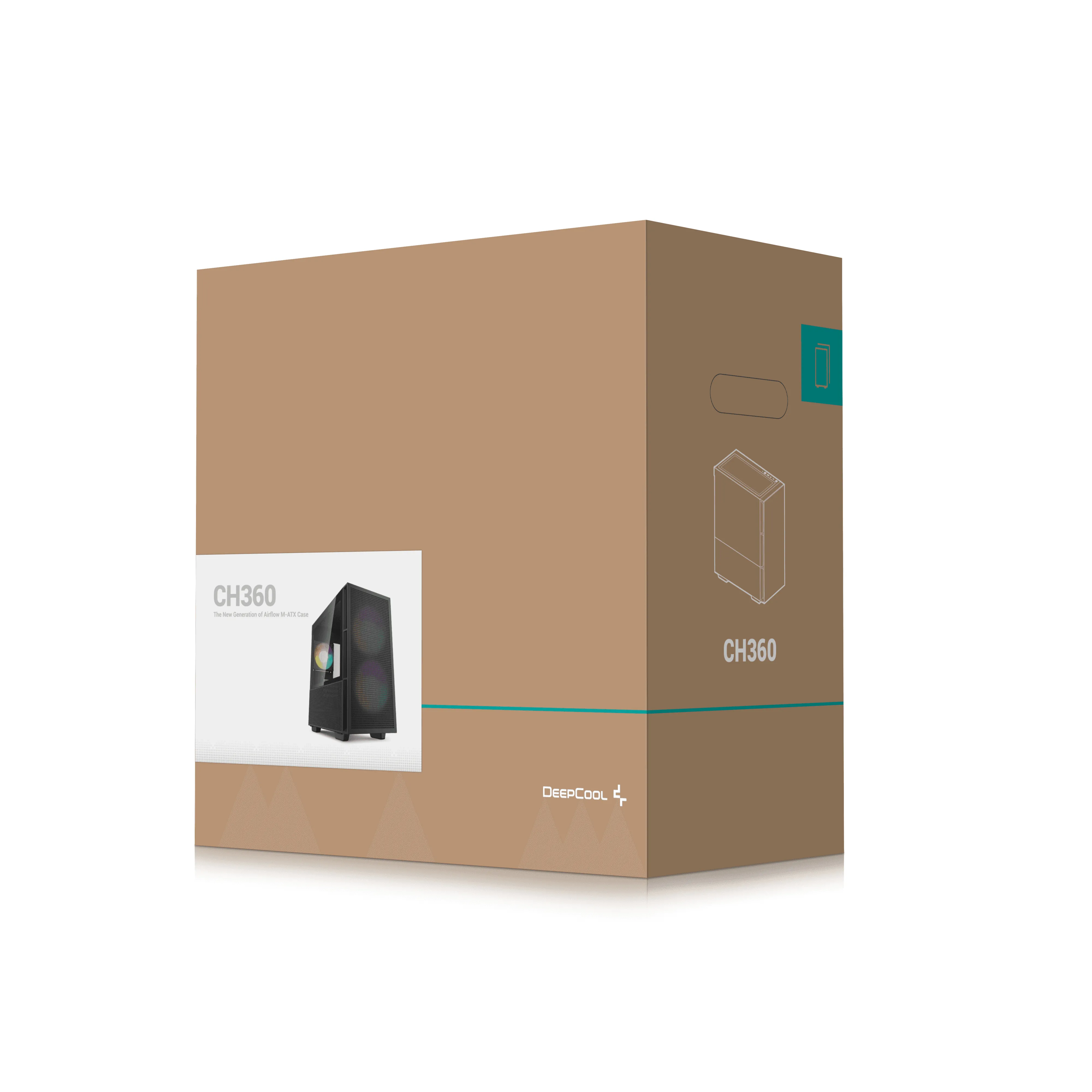 DeepCool CH360 Midi-Tower Case with window and RGB lighting, Black Multicolor