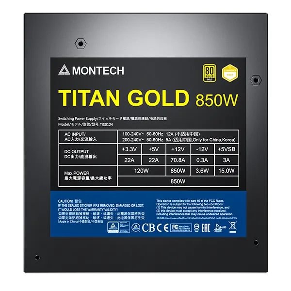 Montech Titan Gold 850W - power supply, 80 Plus Gold