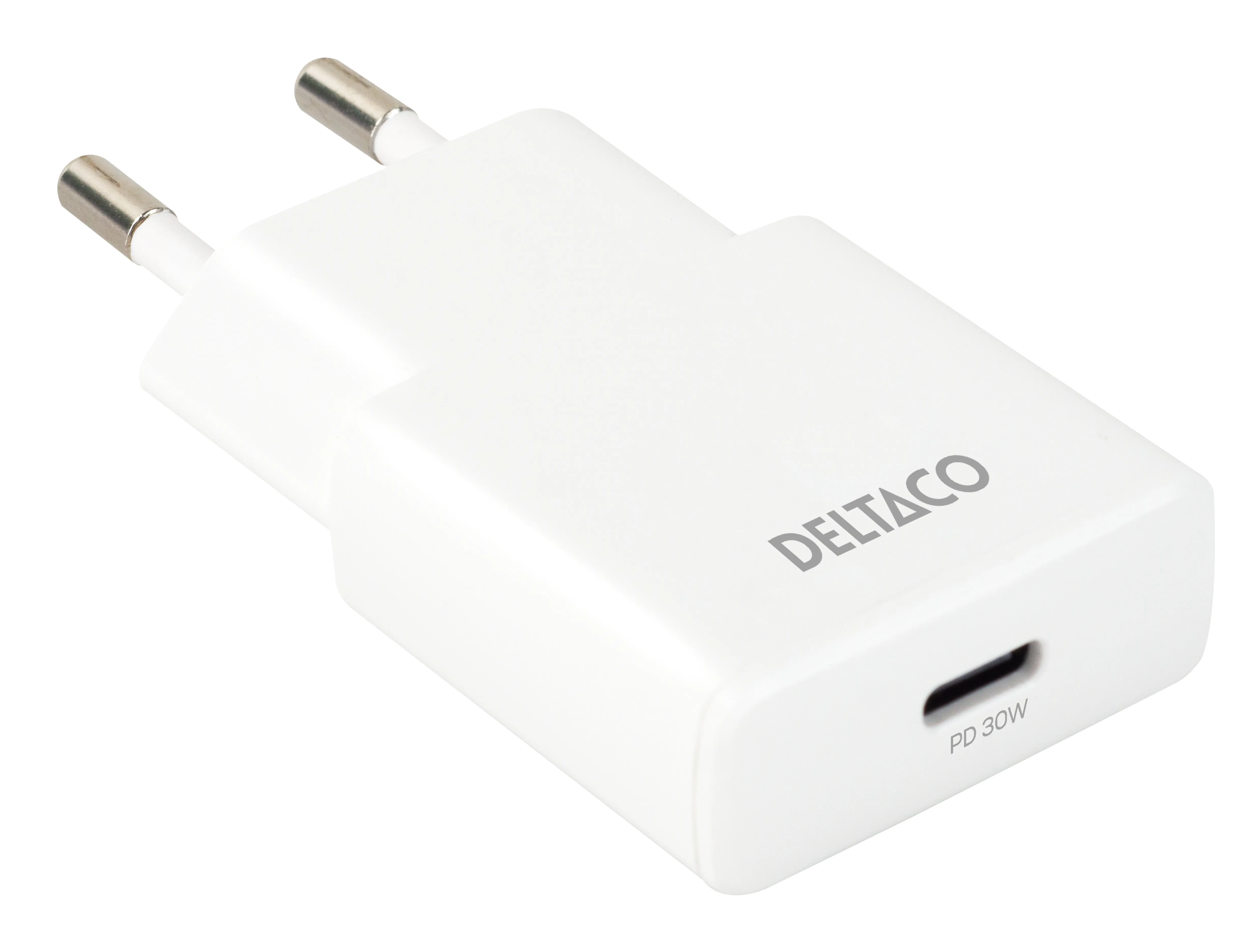 DELTACO USBC-AC156 30 W - Virtal&auml;hde, Valkoinen