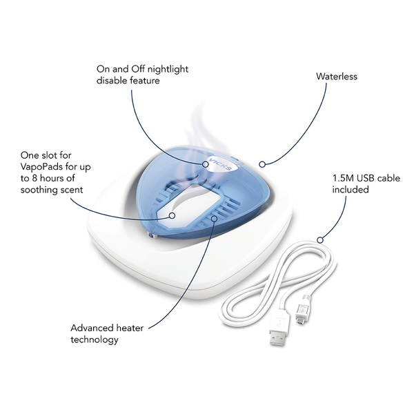 Vicks V1800 - waterless diffuser, white/blue