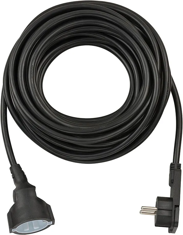 Brennenstuhl extension cable for indoor use, Angled Flat Plug, 10m, Black