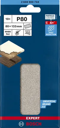 Bosch Expert M480 mesh sanding sheet 80 x 133mm, K80 (10 pieces, for orbital sanders)