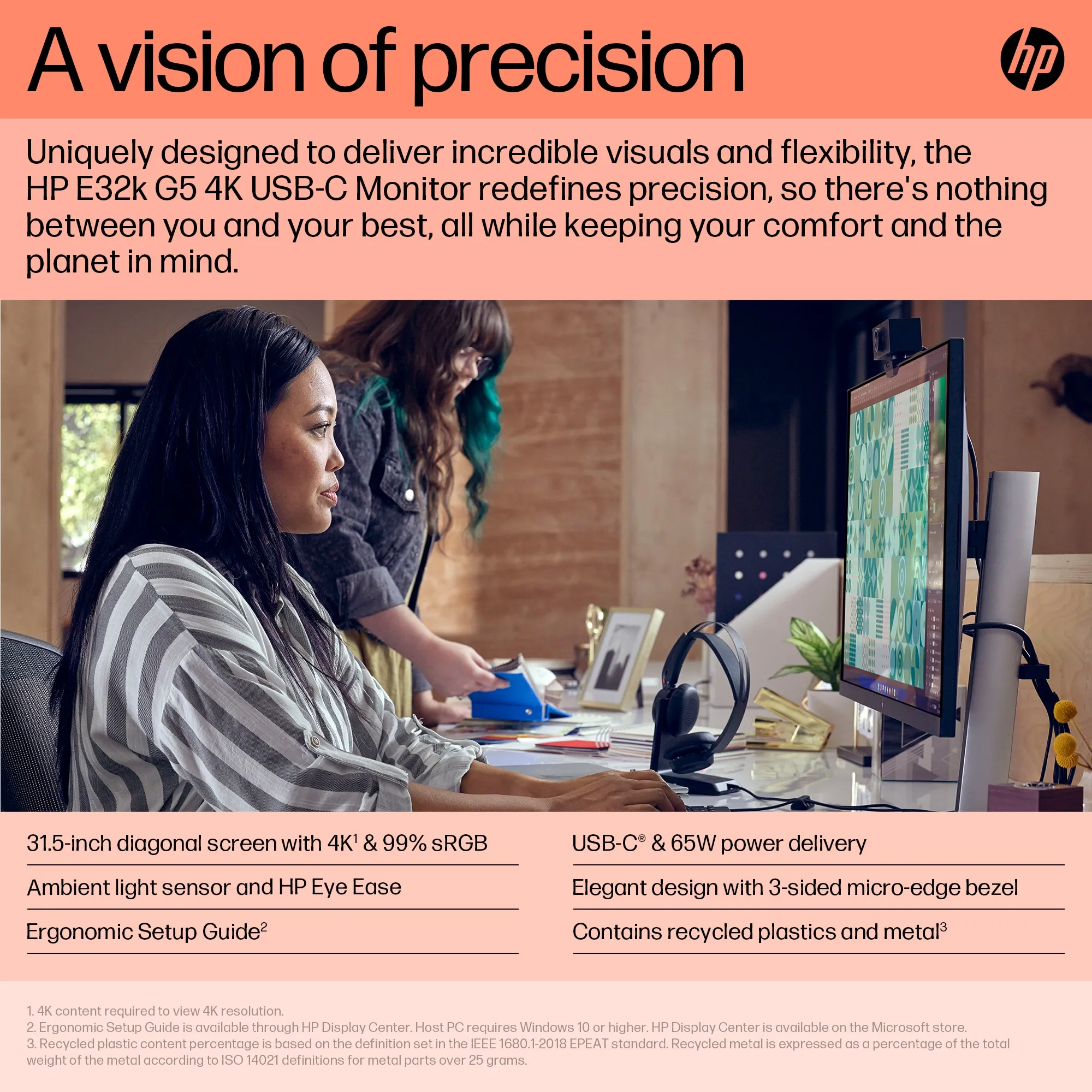 HP 32&quot; E32k G5 4K 4K UHD, IPS -n&auml;ytt&ouml;
