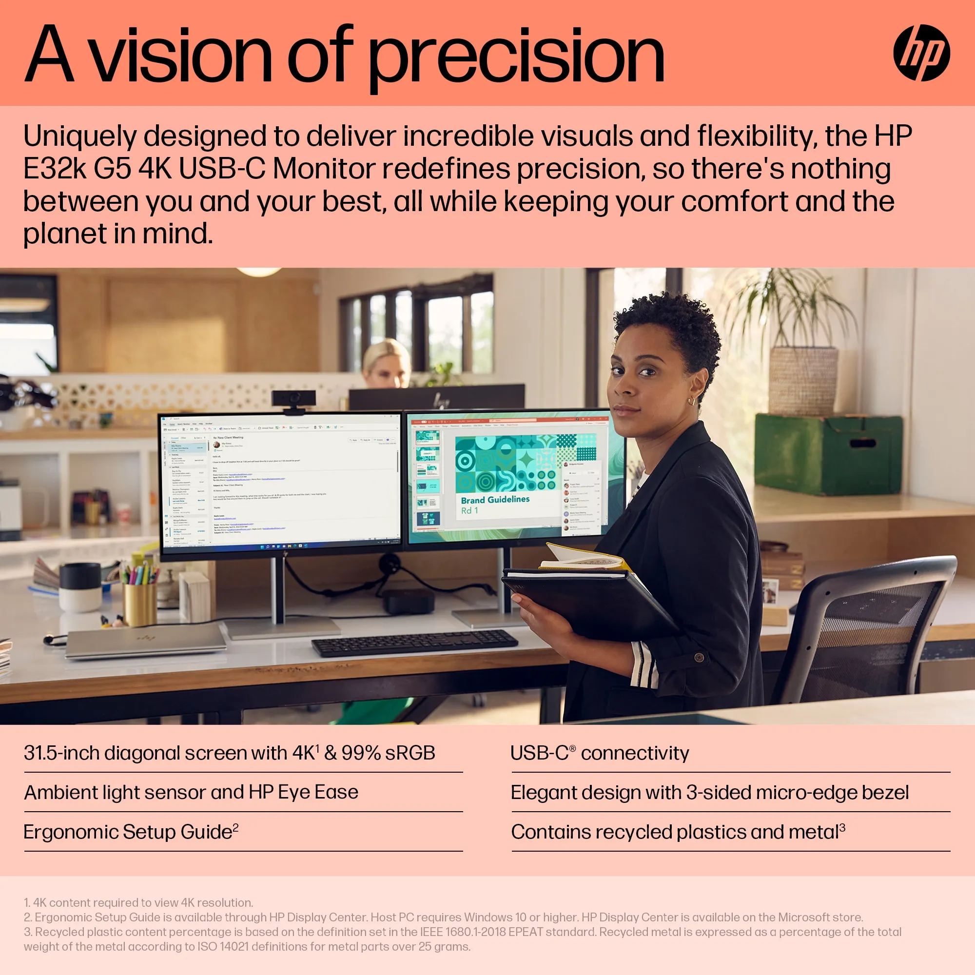 HP 32" E32k G5 4K 4K UHD, IPS -näyttö