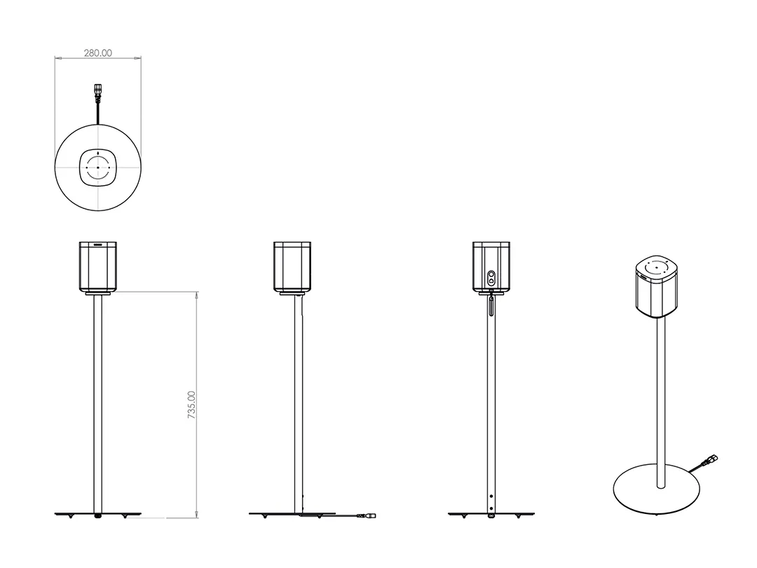 M Sonos S1/P1 Floor Stand - Single Black
