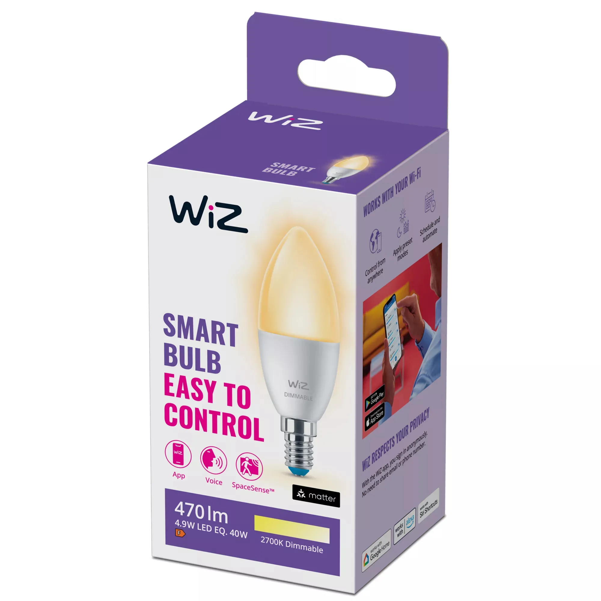 WiZ dimmable E14 - smart candle light