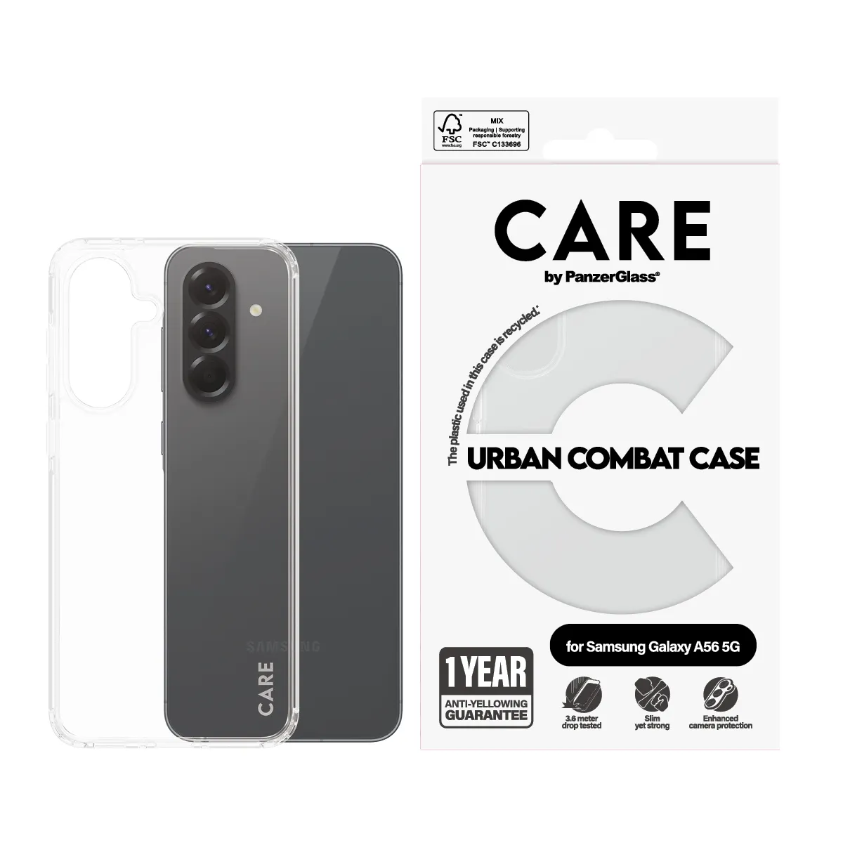 Care by PanzerGlass Galaxy A55 5G Urban Combat -suojakuori, L&auml;pin&auml;kyv&auml;