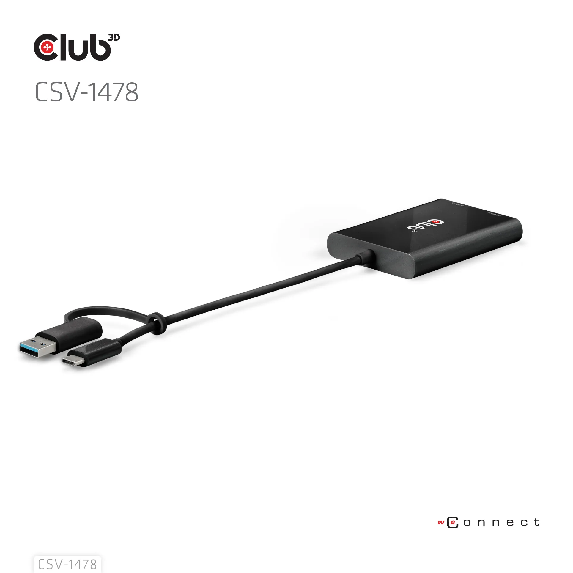 CLUB 3D Active 2-Port USB-C and USB-A to 2x DisplayPort Splitter, Black