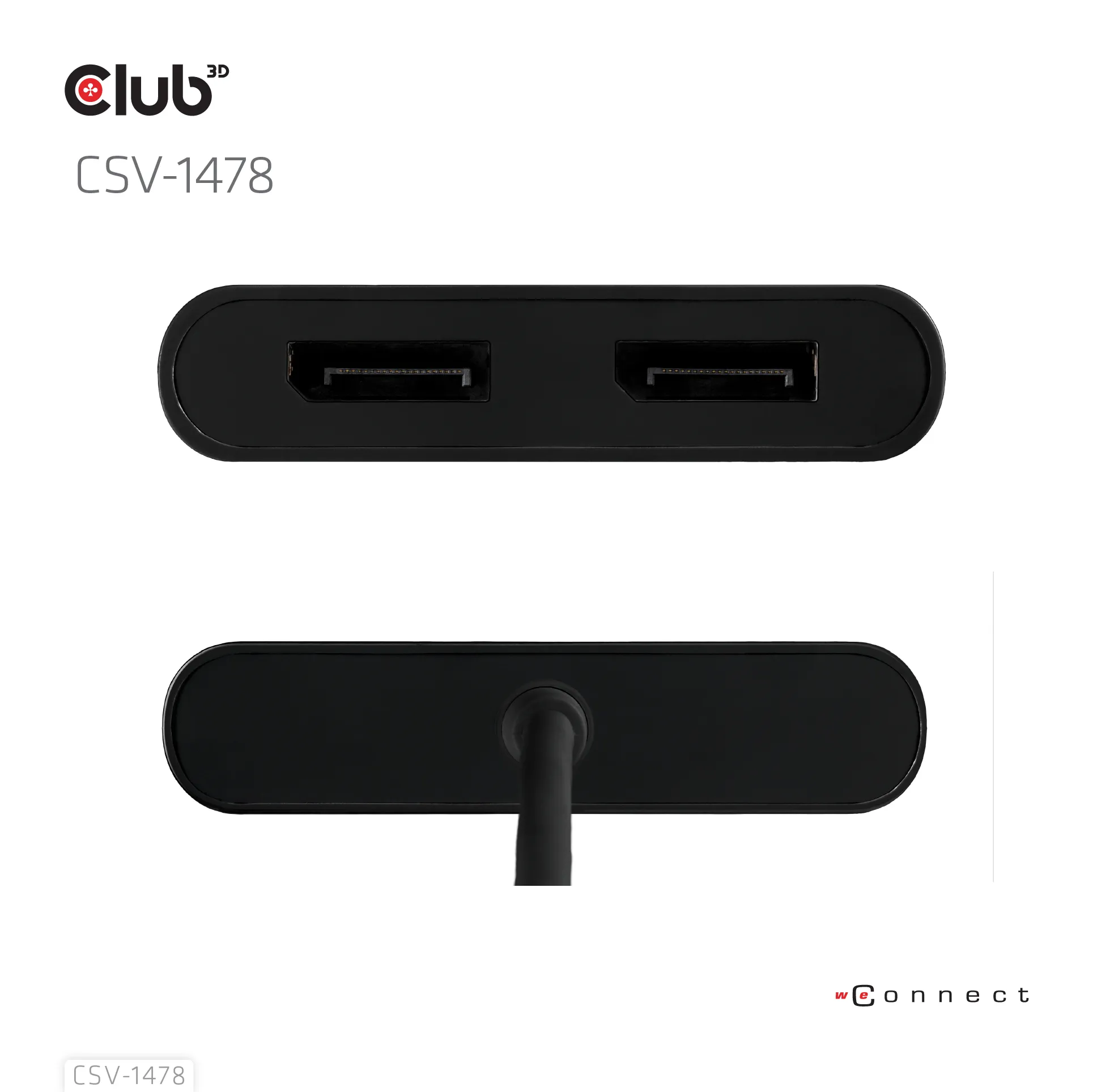 CLUB 3D Active 2-Port USB-C and USB-A to 2x DisplayPort Splitter, Black