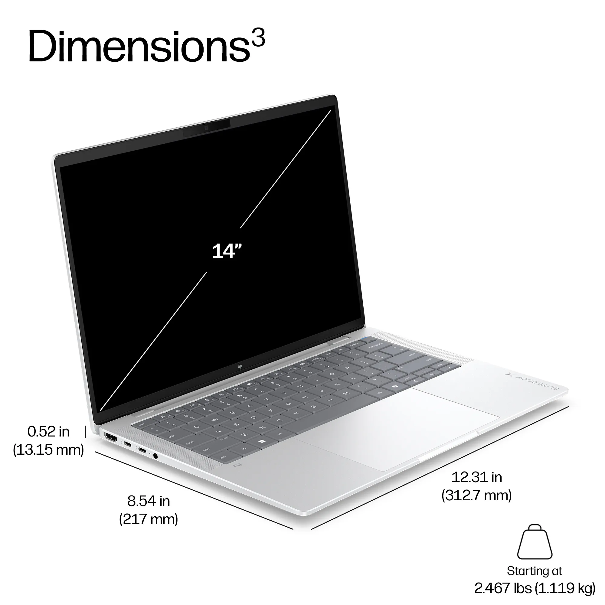 HP EliteBook 8 G2a 14.0" Ryzen AI 5 435, 16 GB, 512 GB, Win 11 Pro - b&auml;rbar dator, glacier silver
