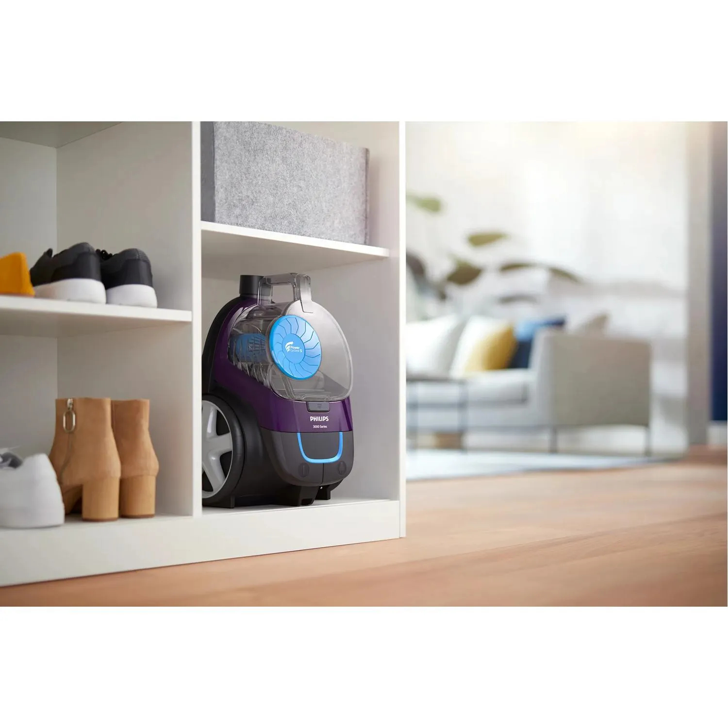 Philips PowerPro Compact FC9333/09 1.5 L 900 W Bagless Cylinder vacuum cleaner, Black, Blue, Grey, Violet