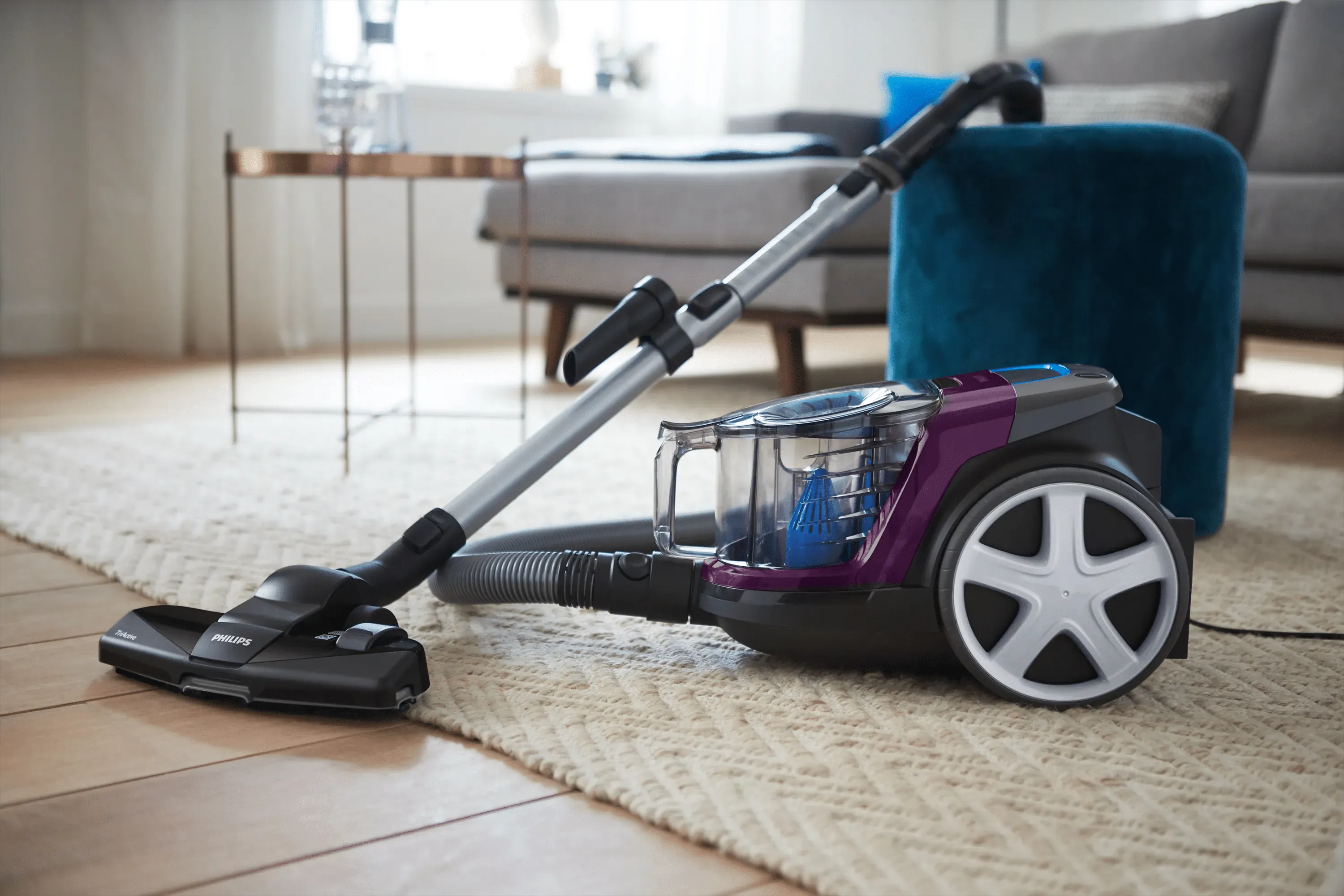 Philips PowerPro Compact FC9333/09 1.5 L 900 W Bagless Cylinder vacuum cleaner, Black, Blue, Grey, Violet