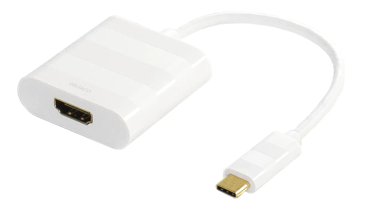Deltaco USB-C – HDMI - adapter, White