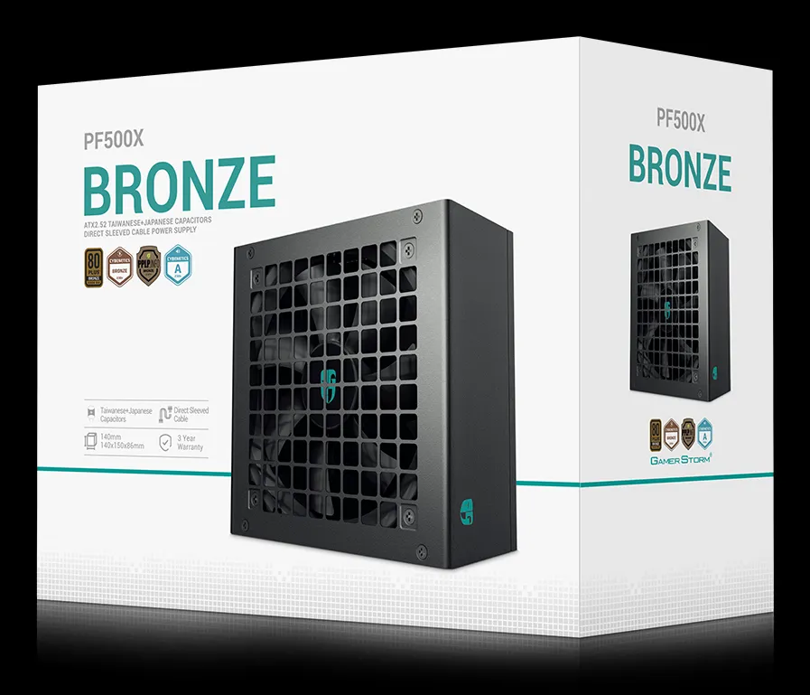 DeepCool PF500X 500W -virtalähde, 80 Plus Bronze