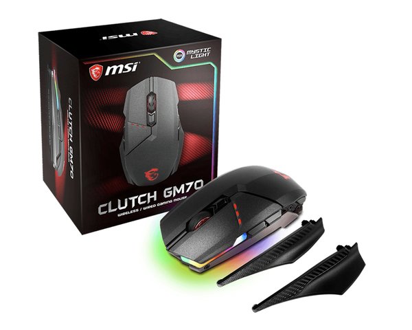 MSI Clutch GM70 - tr&aring;dl&ouml;s gaming mus, Svart