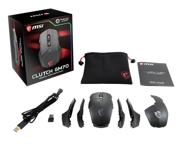 MSI Clutch GM70 - tr&aring;dl&ouml;s gaming mus, Svart