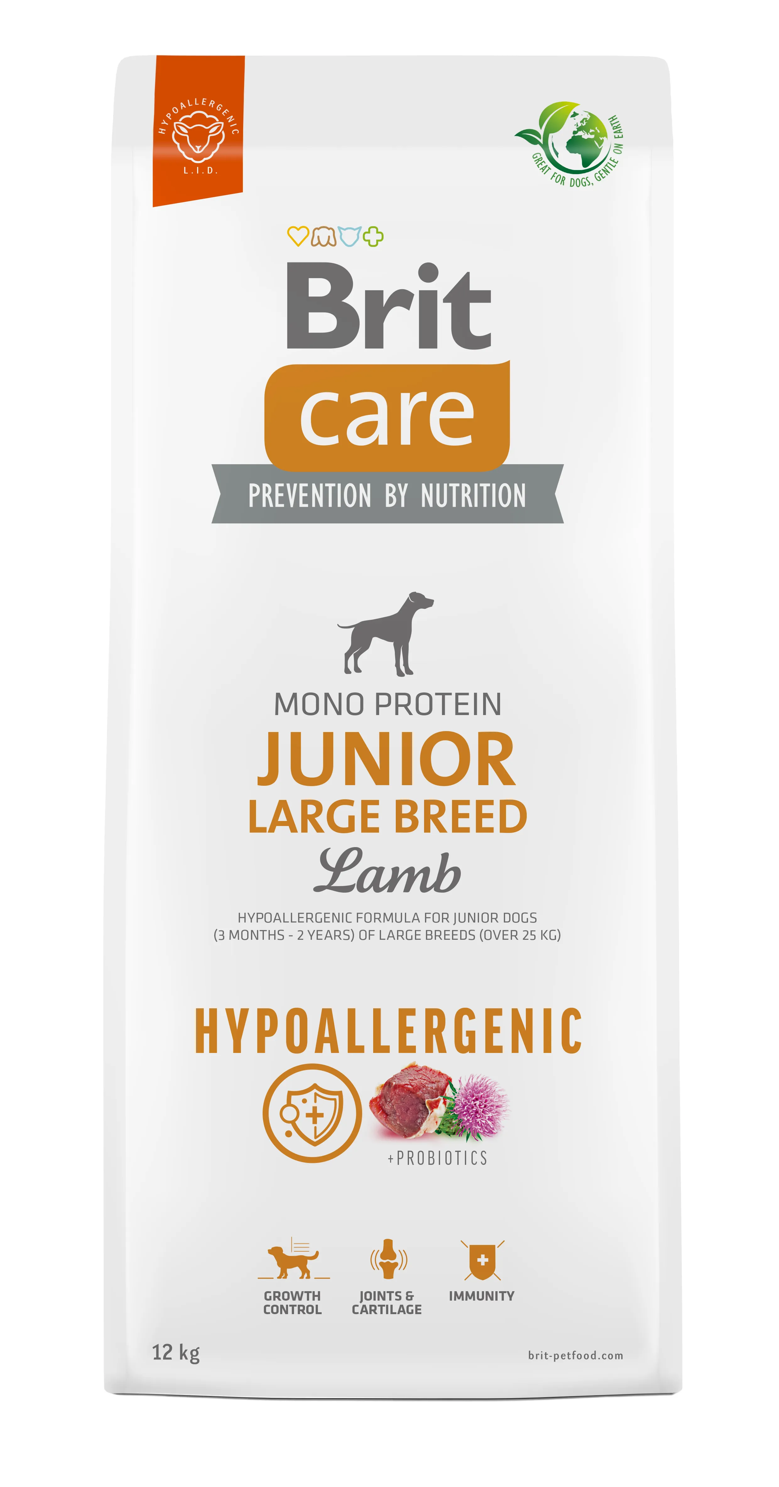 Brit Care Hypoallergenic Junior Large Breed Lamb &amp; Rice, Dry food for dogs, 12kg