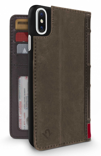 Twelve South BookBook, iPhone X/XS - Wallet Case, Brown