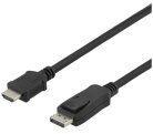 Deltaco DisplayPort to HDMI cable, 3m, black
