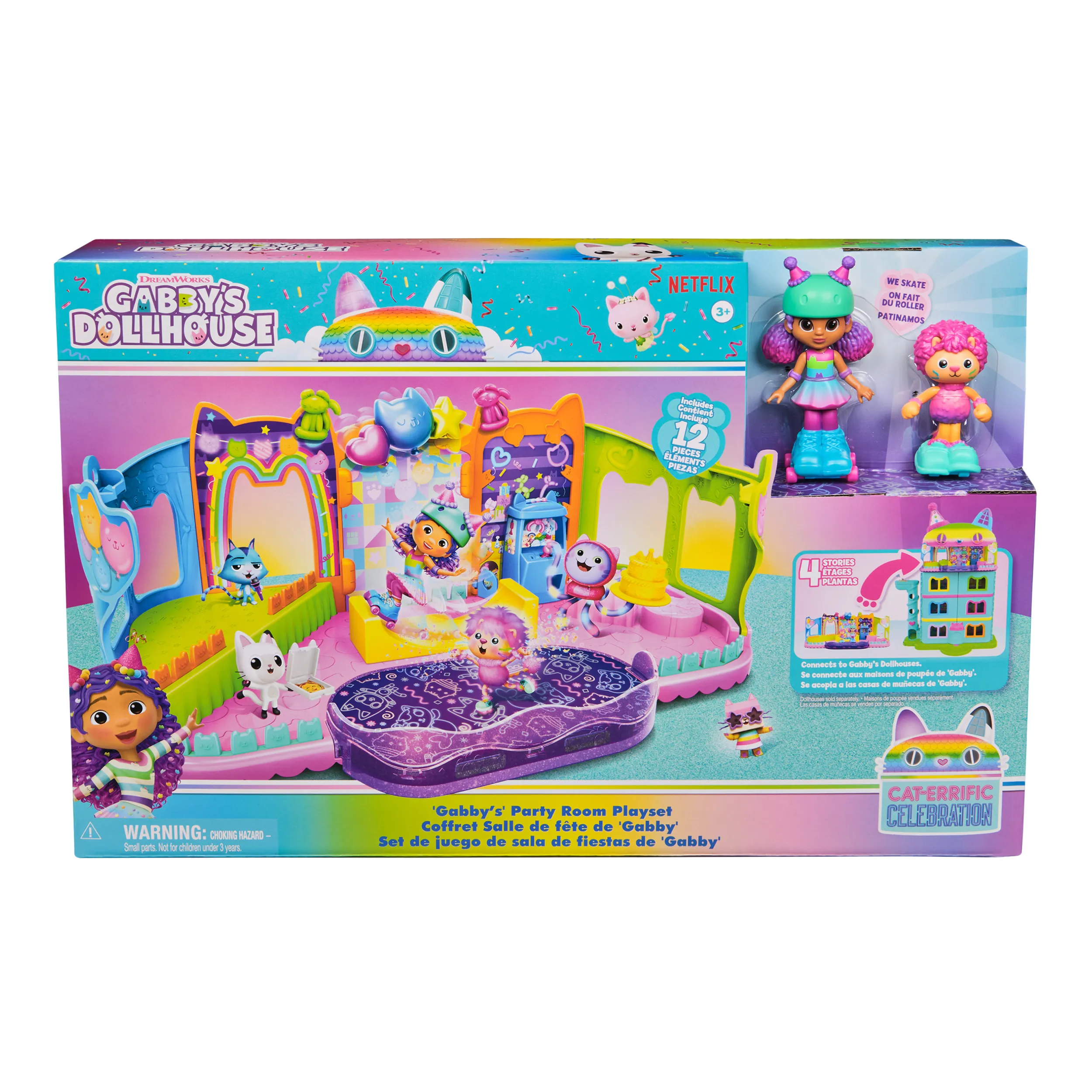 Spin Master Gabby's Dollhouse Party Room Playset - Skate Park Attic, Toy Figure